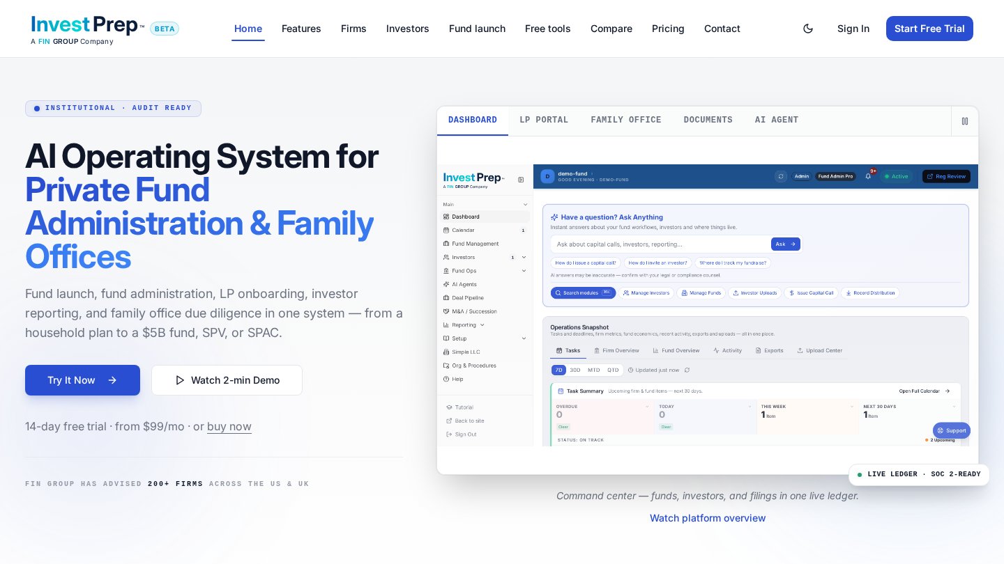 Invest Prep homepage