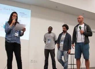 Founders presenting their ventures at a demo session